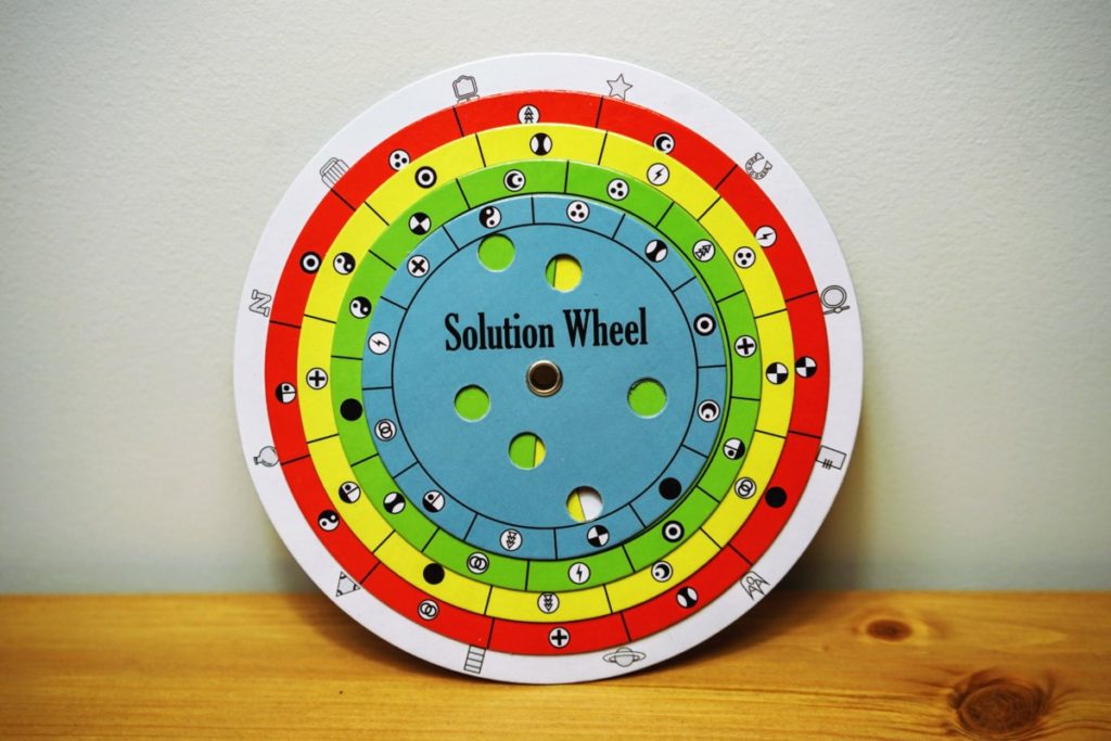 To check your answers (and open up new puzzles), you have to input your answers into the Solution Wheel.